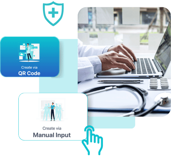 Electronic medical records — QR code and manual input options